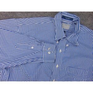 Onward Reserve Shirt Mens Large Blue White Gingham Check Button Down No Iron